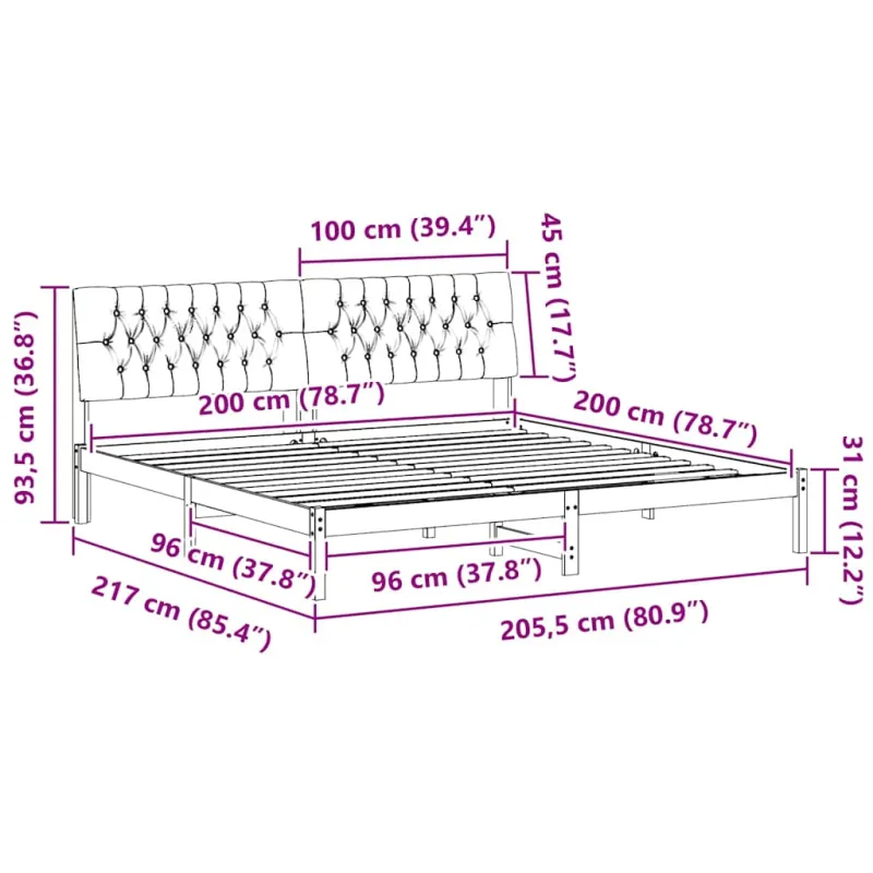 Lovo rėmas su apmuštu galvūgaliu Ruda 200 x 200 cm
