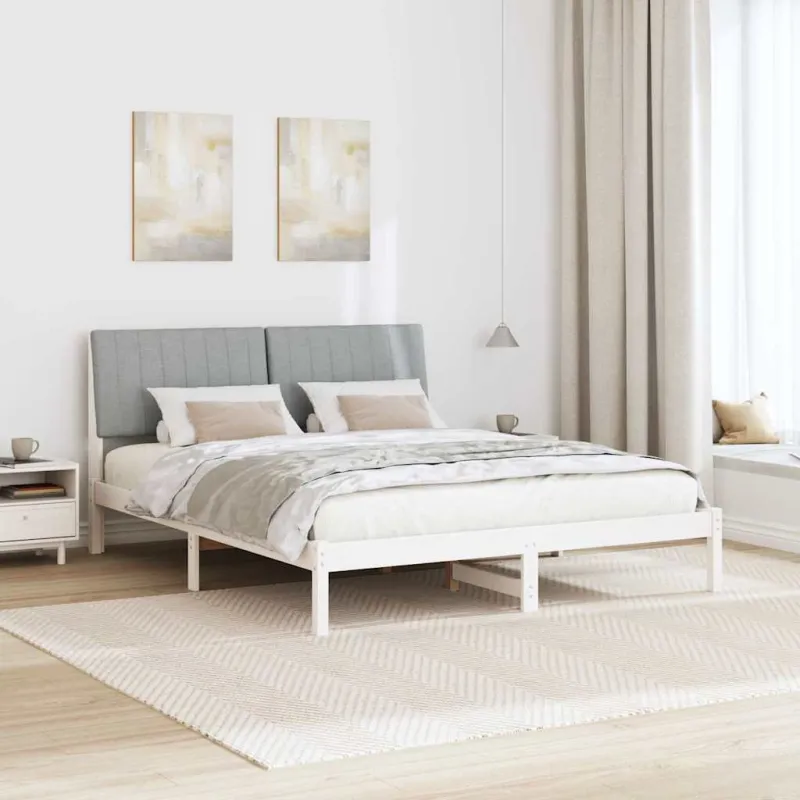 Lovos rėmas Balta 150 x 200 cm Kietos pušies mediena