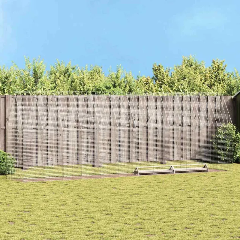 Vištų narvas 2 pcs Sidabro 600 x 100 x 210 cm Cinkuota plienas