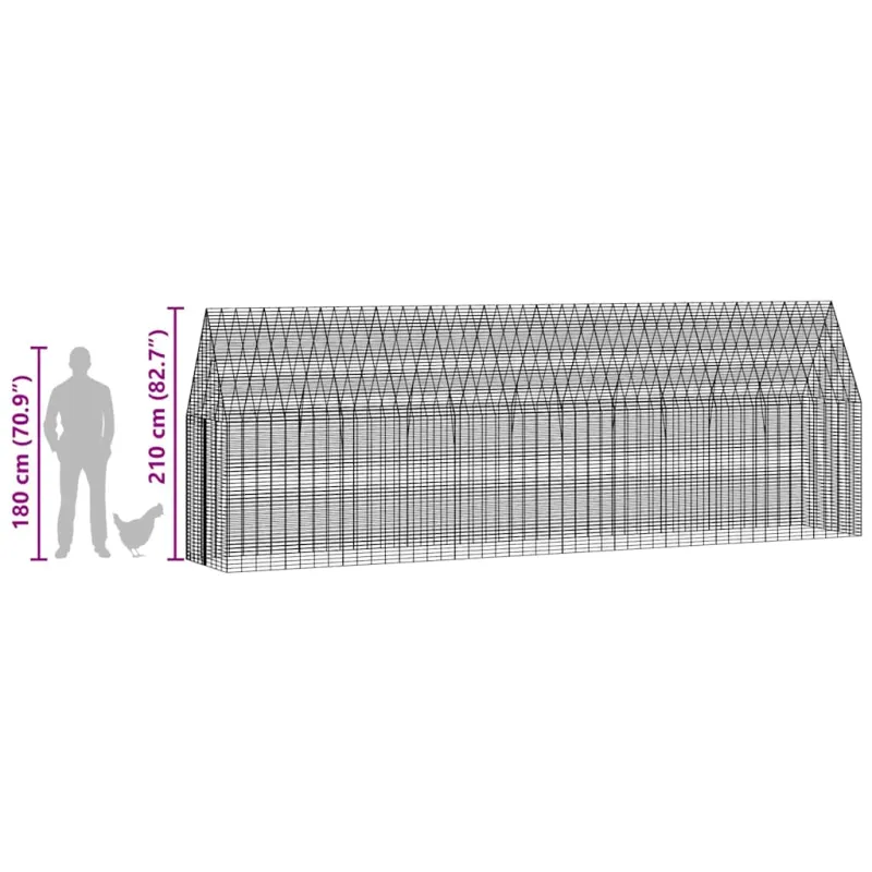 Vištų narvas 2 pcs Sidabro 600 x 100 x 210 cm Cinkuota plienas