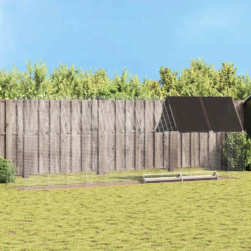 Vištų narvas 2 pcs Sidabro 600 x 100 x 210 cm Cinkuota plienas