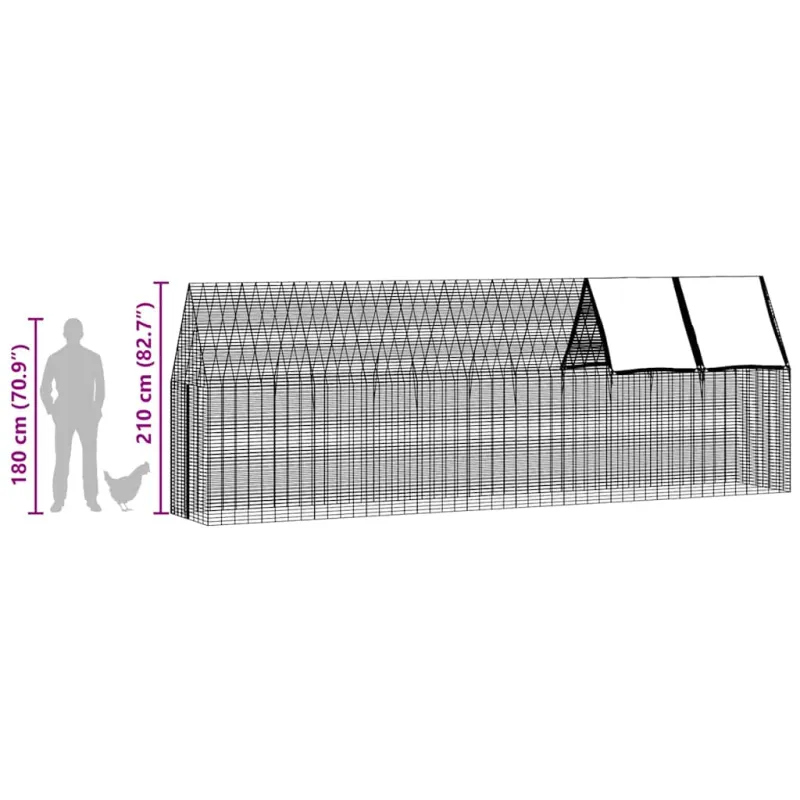 Vištų narvas 2 pcs Sidabro 600 x 100 x 210 cm Cinkuota plienas