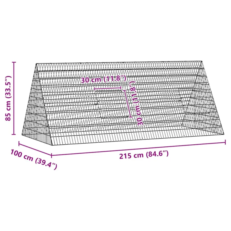 Vištų narvas Sidabro 215 x 100 x 85 cm Cinkuota plienas