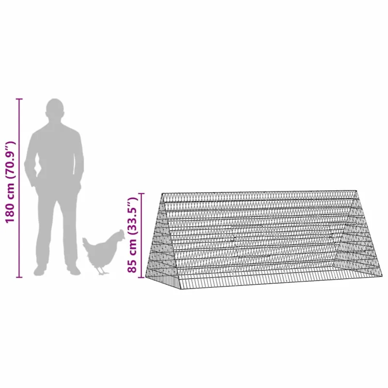 Vištų narvas Sidabro 215 x 100 x 85 cm Cinkuota plienas