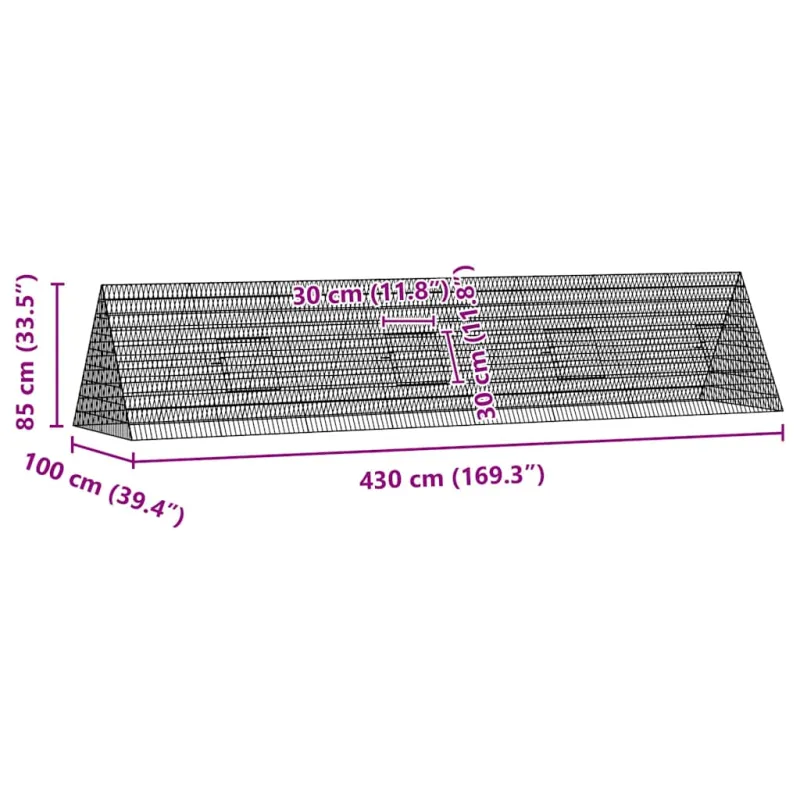 Vištų narvas Sidabro 430 x 100 x 85 cm Cinkuota plienas