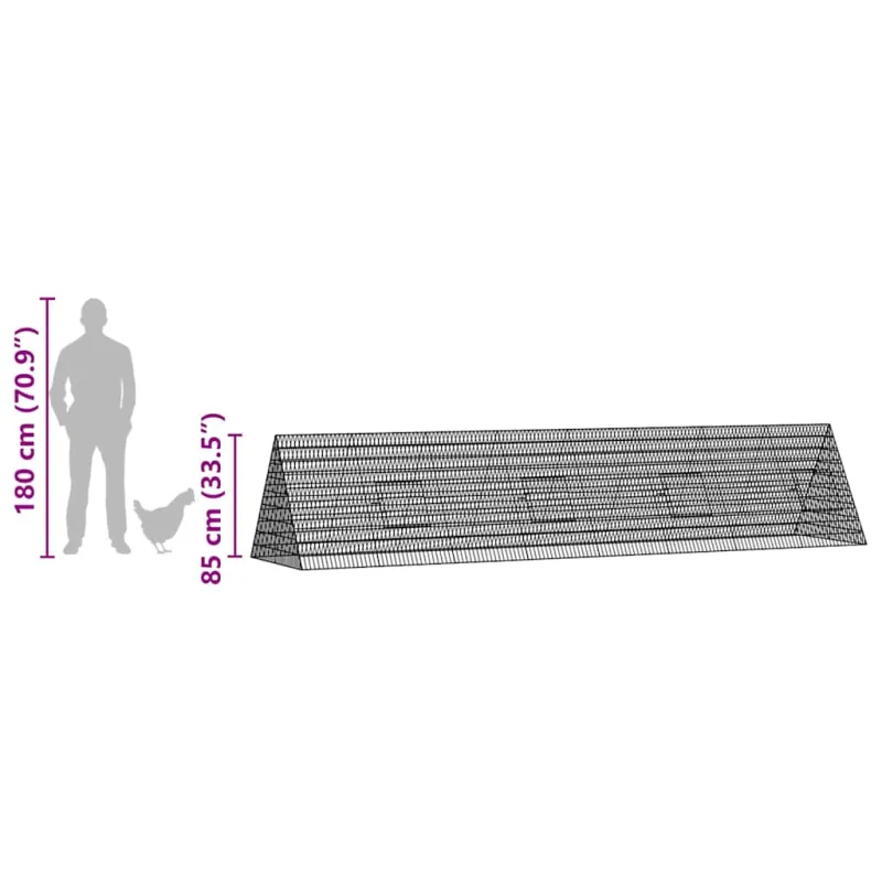 Vištų narvas Sidabro 430 x 100 x 85 cm Cinkuota plienas