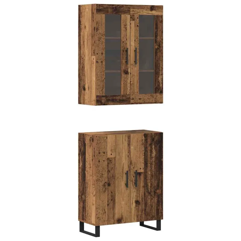 Aukštas spintelė 2 pcs Sena mediena Apdirbta mediena