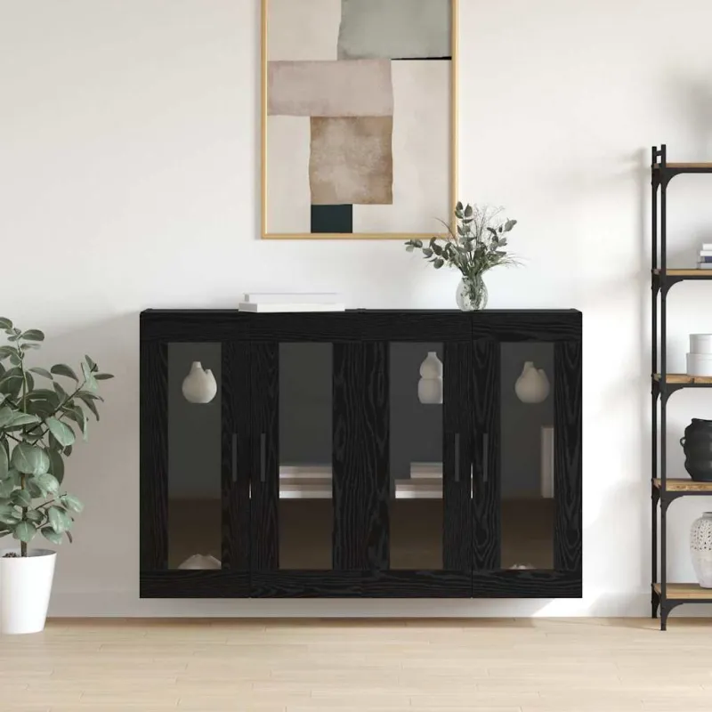 Sieniniai spintelės 2 pcs juoda ąžuolo 69,5 x 34 x 90 cm