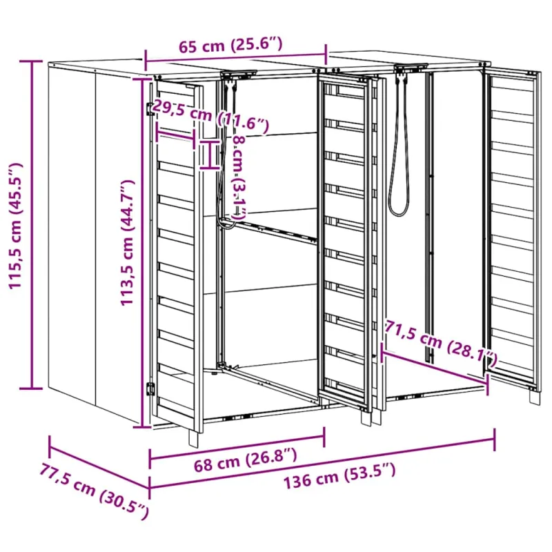 Rato konteinerių laikymas 3 konteineriams 340 x 77.5 x 115.5 cm