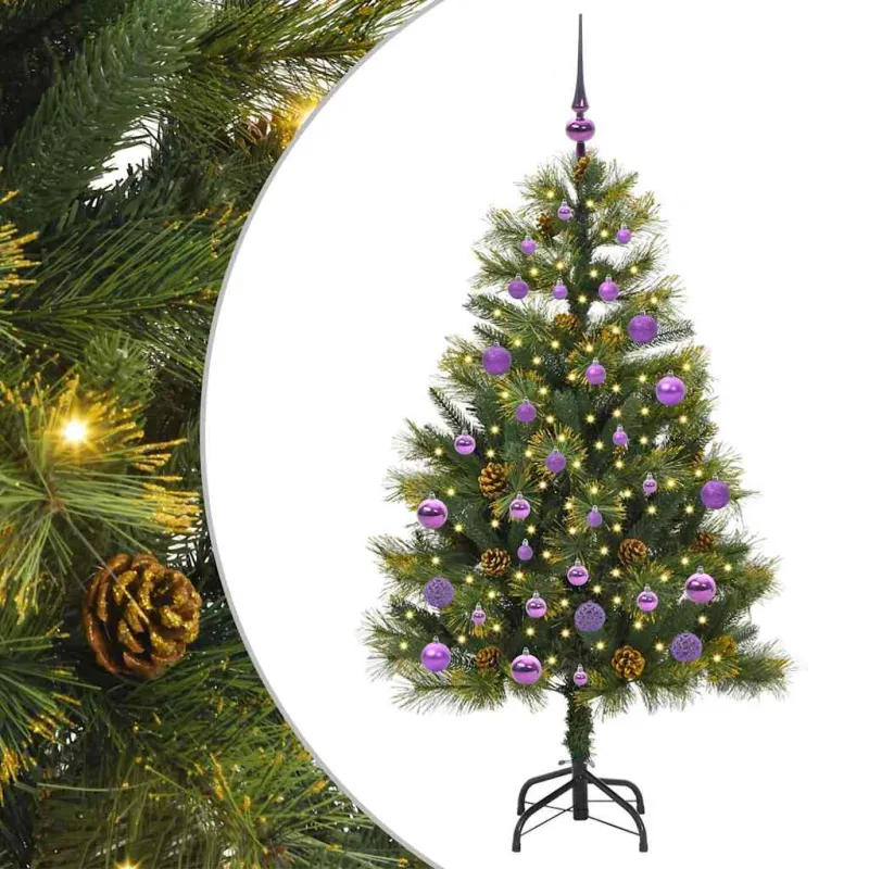 Dirbtinis sulankstomas kalėdų medis su kankorėžiais 150 cm