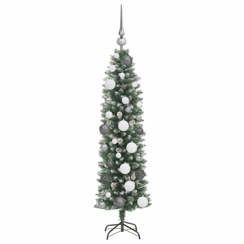 Dirbtinis lieknas Kalėdų medis su 150 LED Žalia ir balta 120 cm