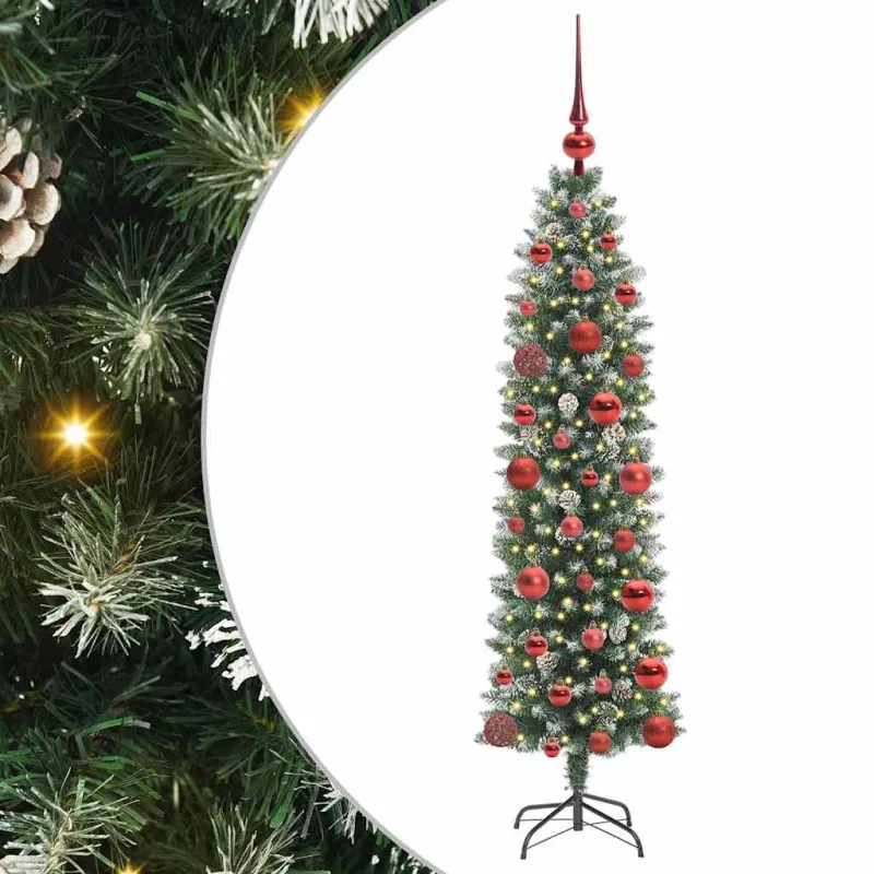 Dirbtinis lieknas Kalėdų medis su 150 LED Žalia ir balta 120 cm