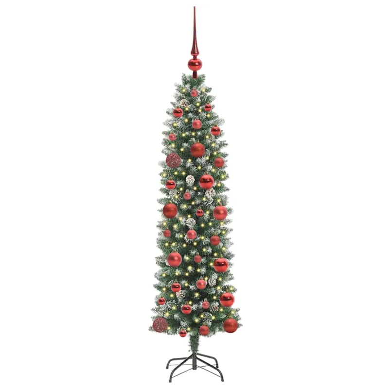 Dirbtinis lieknas Kalėdų medis su 150 LED Žalia ir balta 120 cm