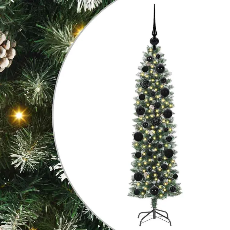 Dirbtinis lieknas Kalėdų medis su 150 LED Žalia ir balta 120 cm