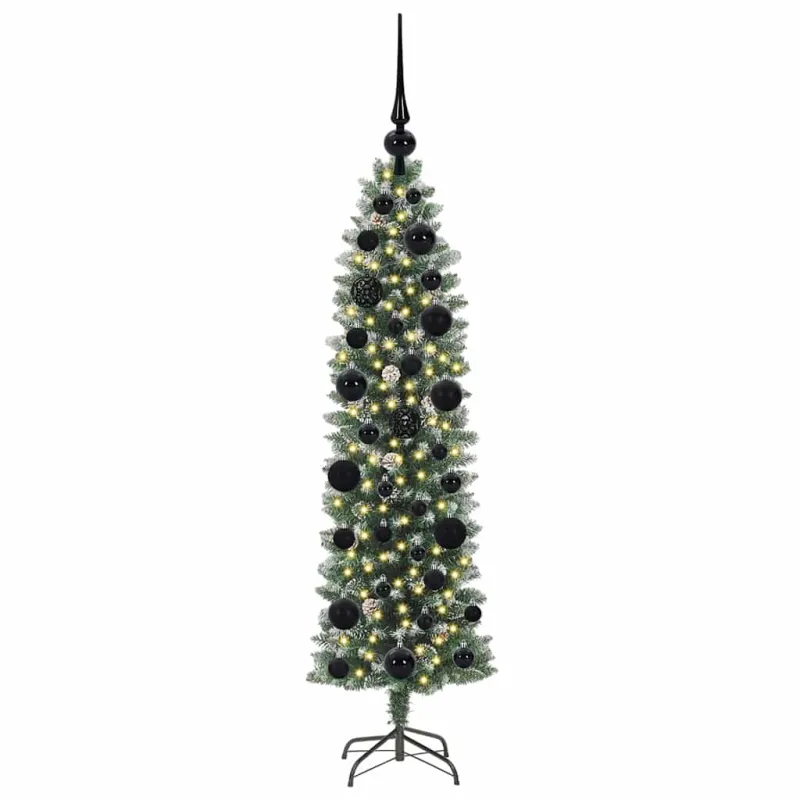 Dirbtinis lieknas Kalėdų medis su 150 LED Žalia ir balta 120 cm
