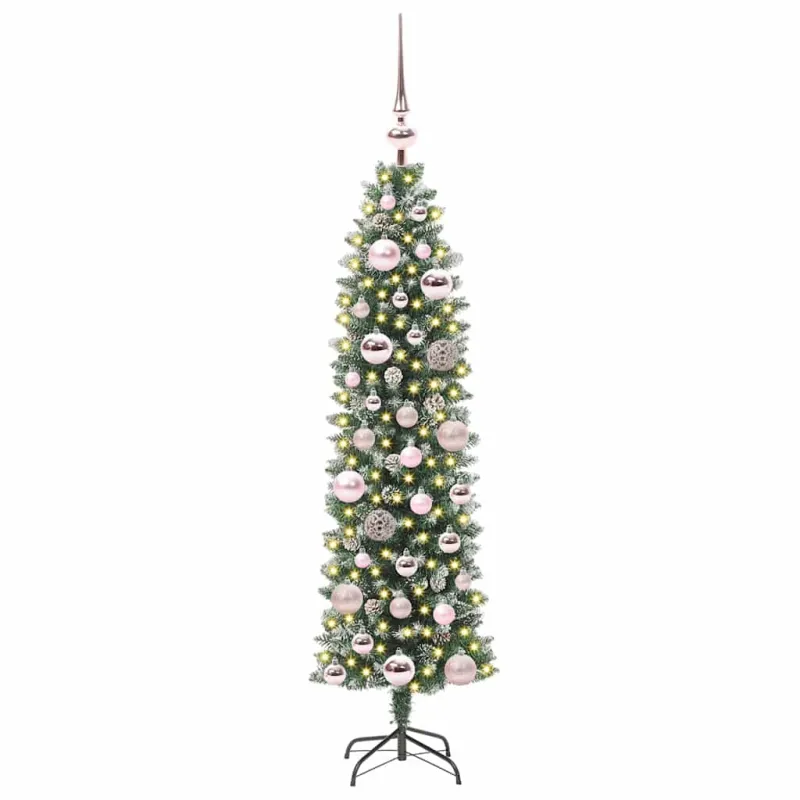 Dirbtinis lieknas Kalėdų medis su 150 LED Žalia ir balta 120 cm