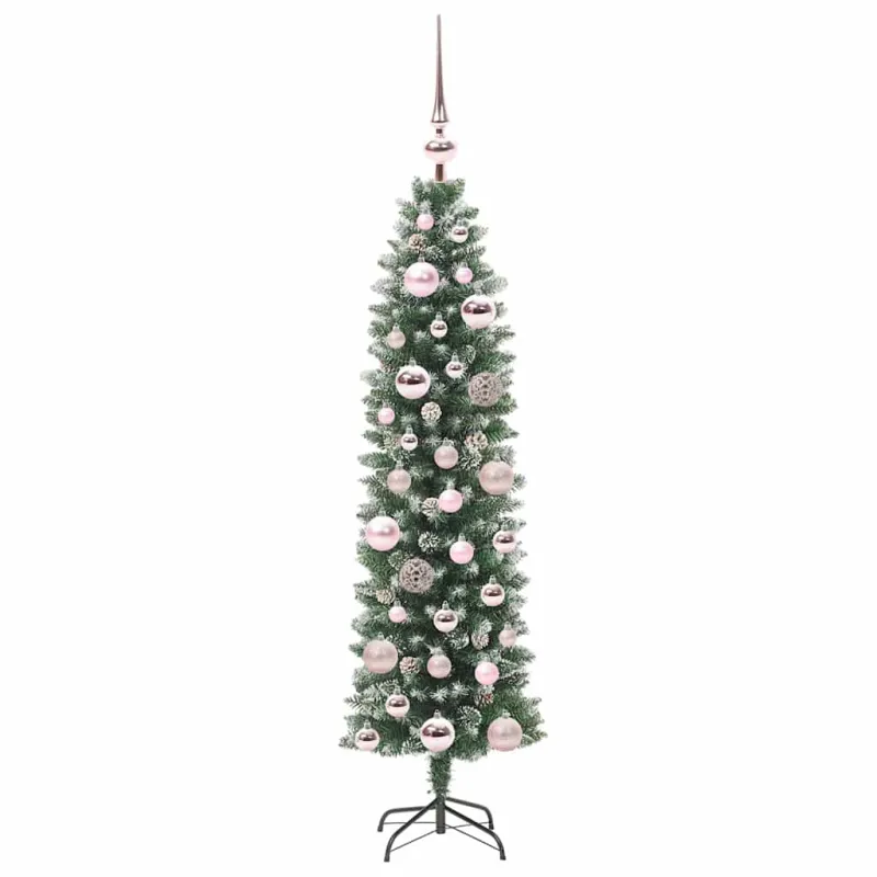 Dirbtinis lieknas Kalėdų medis su 150 LED Žalia ir balta 120 cm