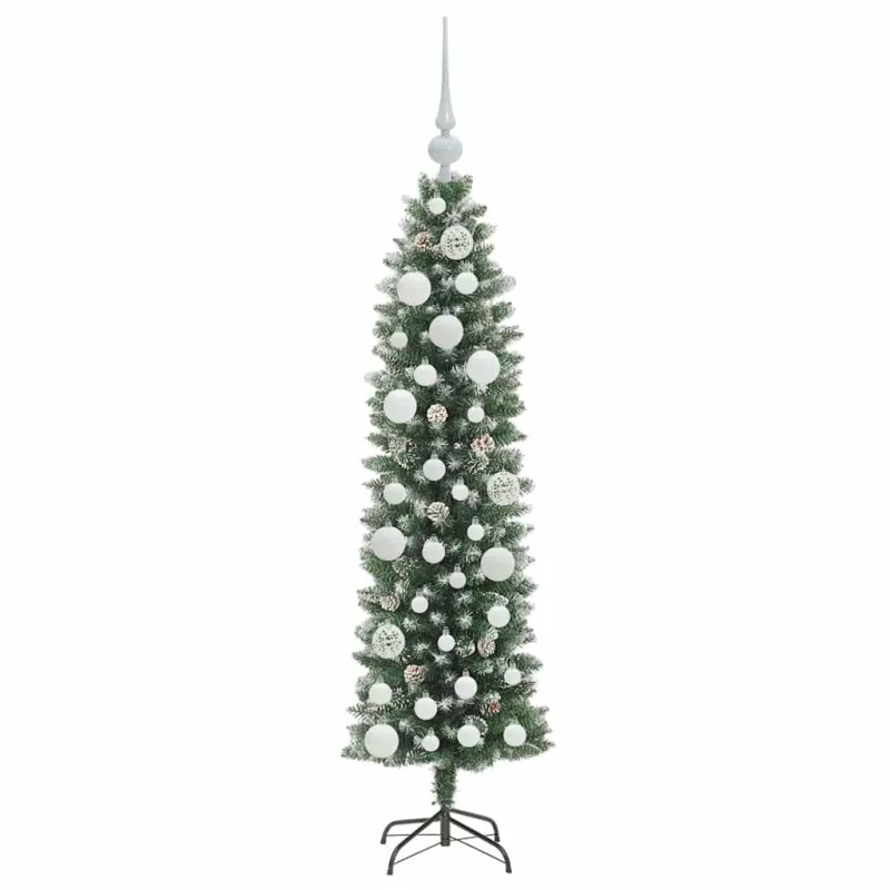 Dirbtinis lieknas Kalėdų medis su 150 LED Žalia ir balta 120 cm