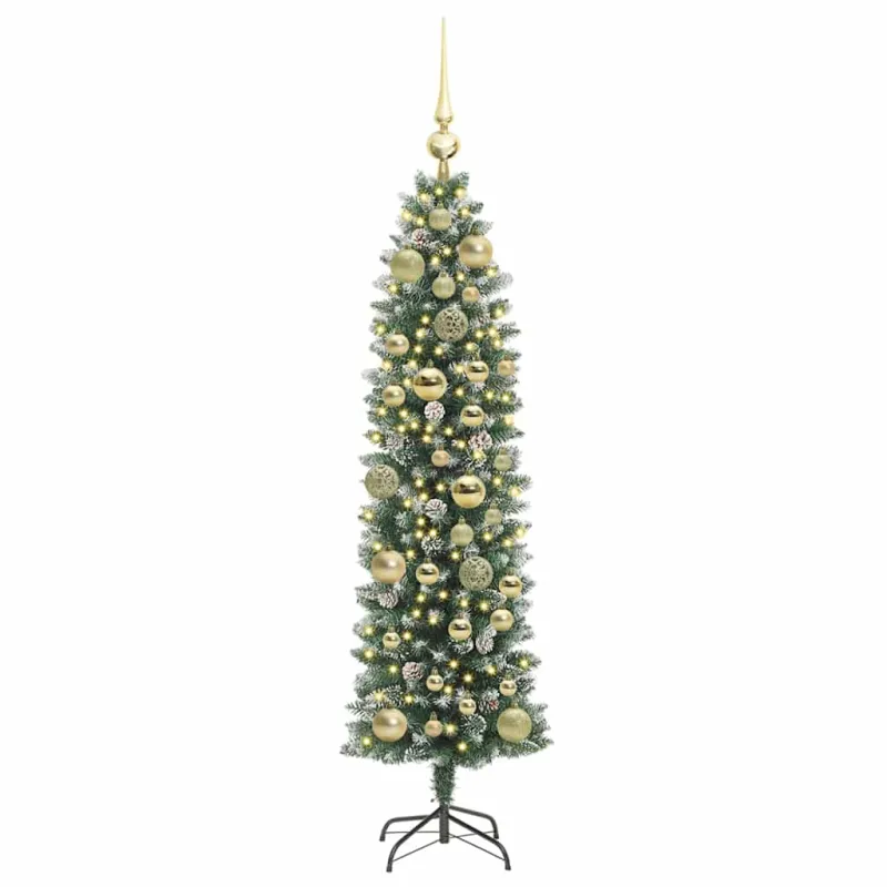 Dirbtinis lieknas Kalėdų medis su 150 LED Žalia ir balta 120 cm