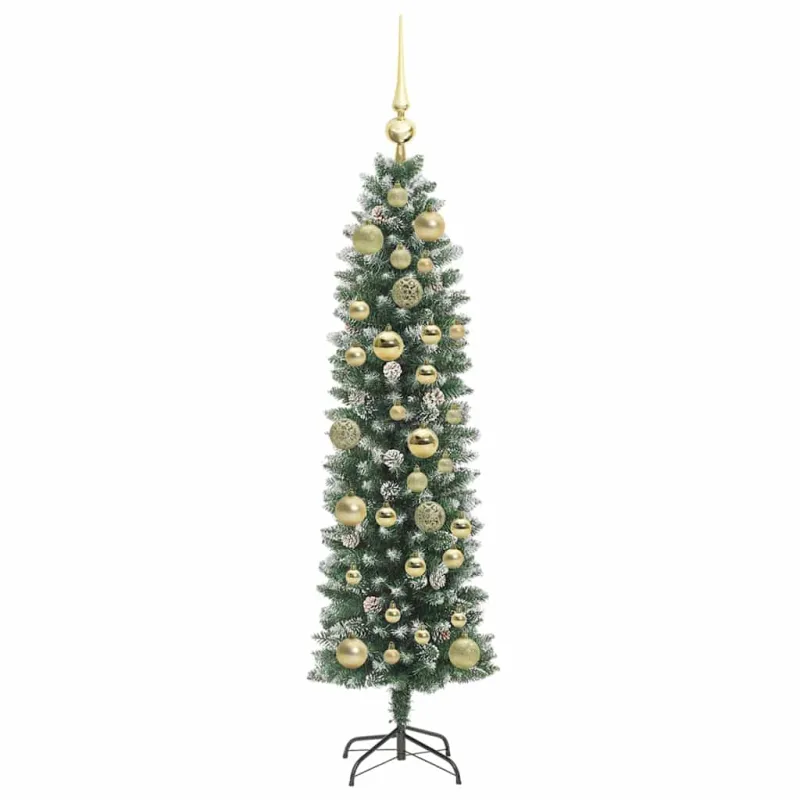 Dirbtinis lieknas Kalėdų medis su 150 LED Žalia ir balta 120 cm