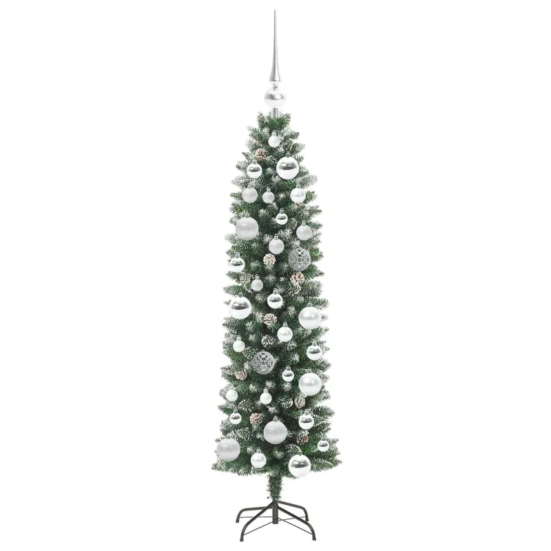 Dirbtinis lieknas Kalėdų medis su 150 LED Žalia ir balta 120 cm