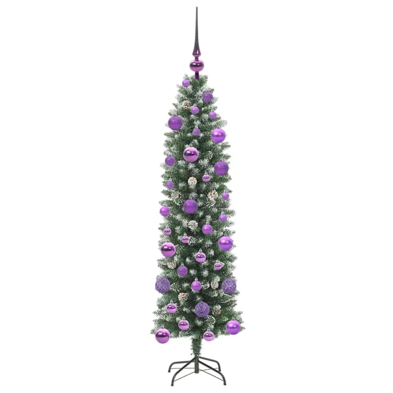 Dirbtinis lieknas Kalėdų medis su 150 LED Žalia ir balta 120 cm