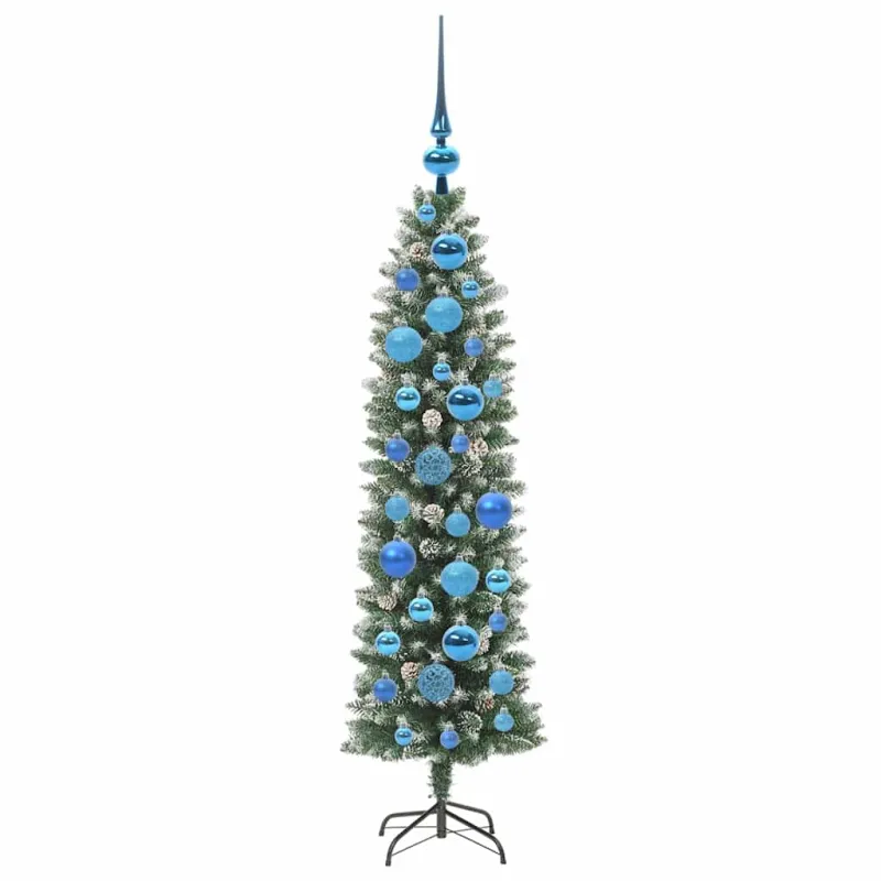 Dirbtinis lieknas Kalėdų medis su 150 LED Žalia ir balta 120 cm