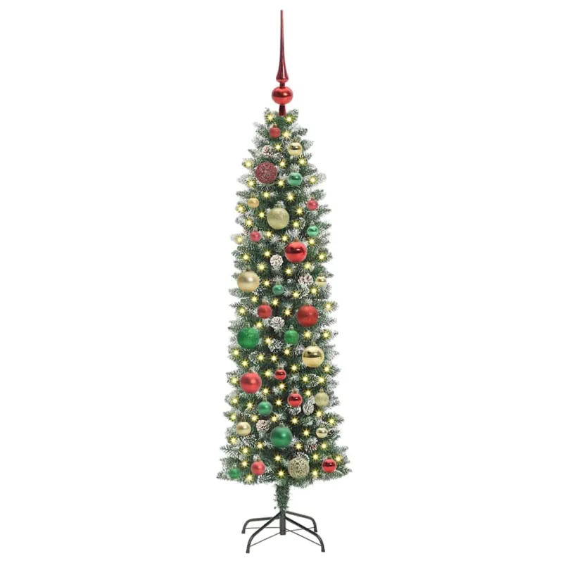 Dirbtinis lieknas Kalėdų medis su 150 LED Žalia ir balta 120 cm