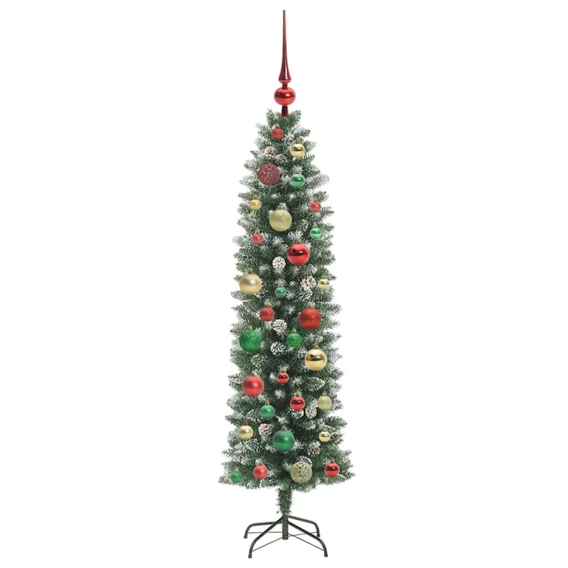 Dirbtinis lieknas Kalėdų medis su 150 LED Žalia ir balta 120 cm