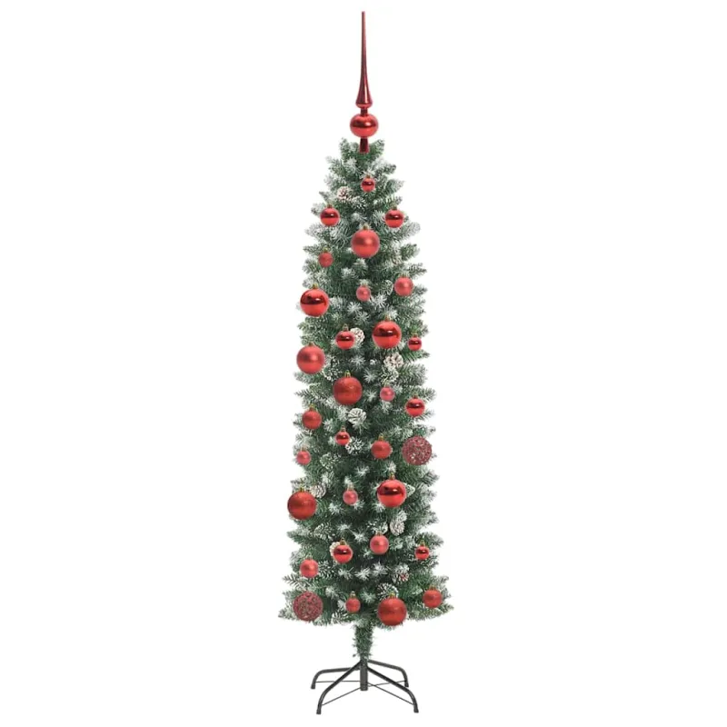 Dirbtinis lieknas Kalėdų medis su 150 LED Žalia ir balta 150 cm