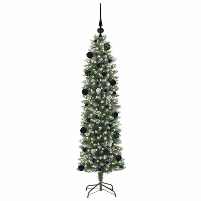Dirbtinis lieknas Kalėdų medis su 150 LED Žalia ir balta 150 cm