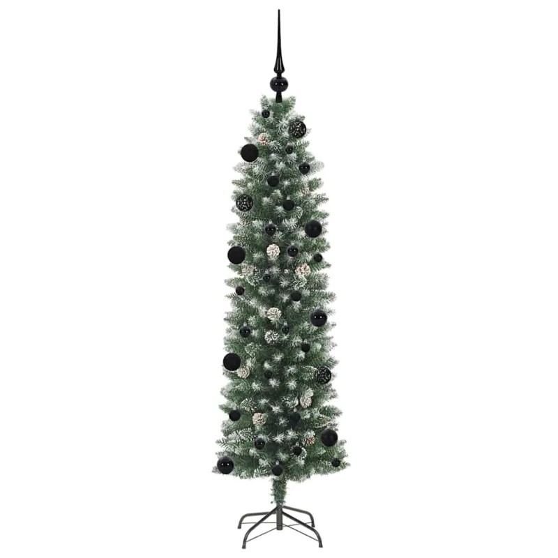 Dirbtinis lieknas Kalėdų medis su 150 LED Žalia ir balta 150 cm