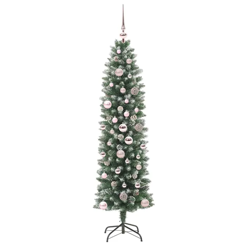Dirbtinis lieknas Kalėdų medis su 150 LED Žalia ir balta 150 cm