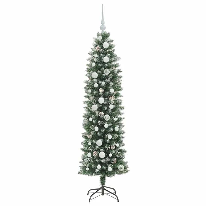 Dirbtinis lieknas Kalėdų medis su 150 LED Žalia ir balta 150 cm