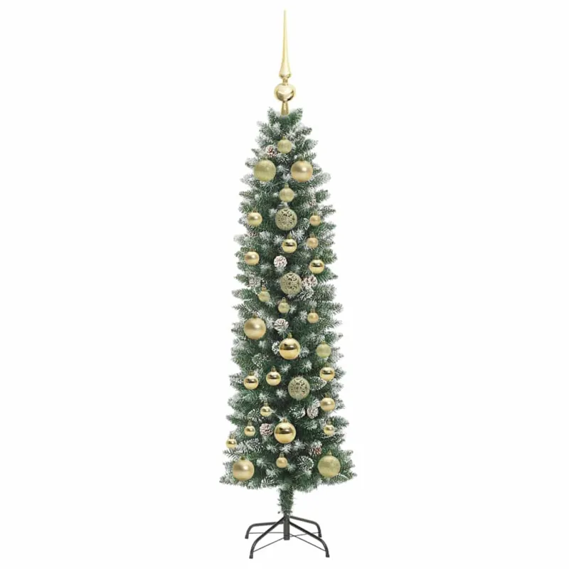 Dirbtinis lieknas Kalėdų medis su 150 LED Žalia ir balta 150 cm