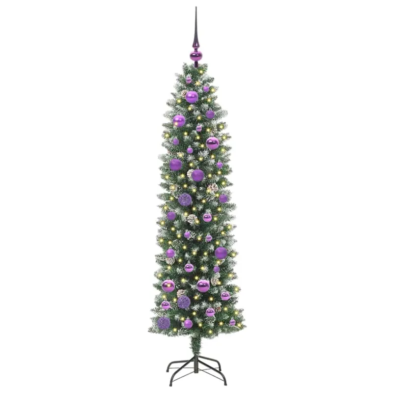 Dirbtinis lieknas Kalėdų medis su 150 LED Žalia ir balta 150 cm