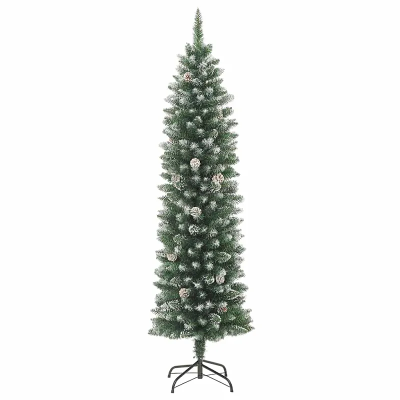 Dirbtinis lieknas Kalėdų medis su 150 LED Žalia ir balta 150 cm