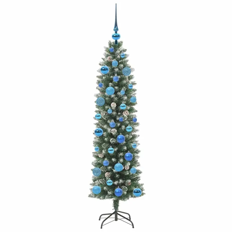 Dirbtinis lieknas Kalėdų medis su 150 LED Žalia ir balta 150 cm