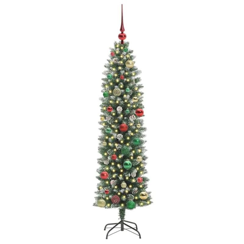 Dirbtinis lieknas Kalėdų medis su 150 LED Žalia ir balta 150 cm
