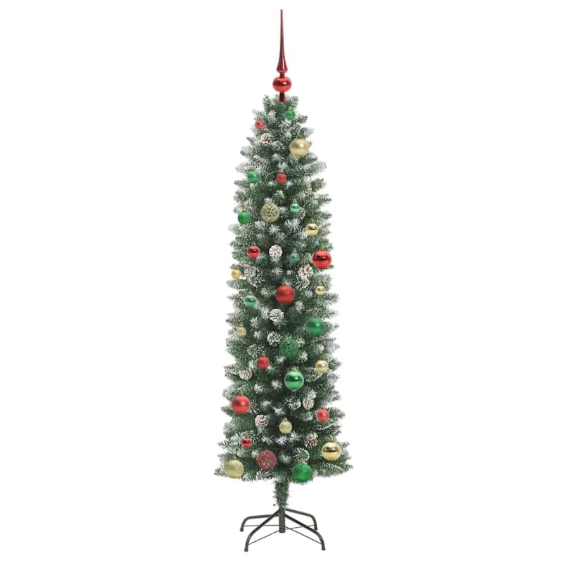 Dirbtinis lieknas Kalėdų medis su 150 LED Žalia ir balta 150 cm