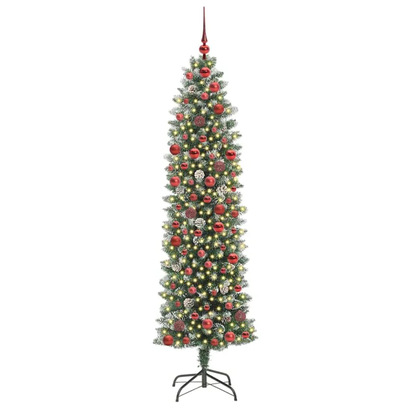 Dirbtinis lieknas Kalėdų medis su 300 LED Žalia ir balta 180 cm