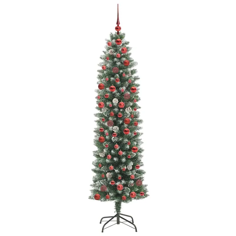 Dirbtinis lieknas Kalėdų medis su 300 LED Žalia ir balta 180 cm