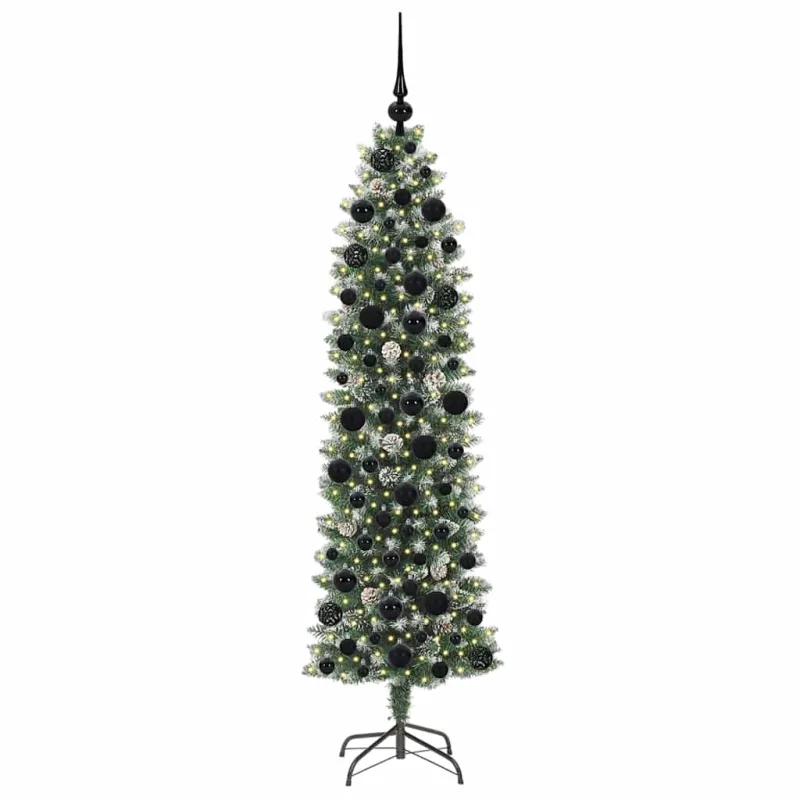 Dirbtinis lieknas Kalėdų medis su 300 LED Žalia ir balta 180 cm