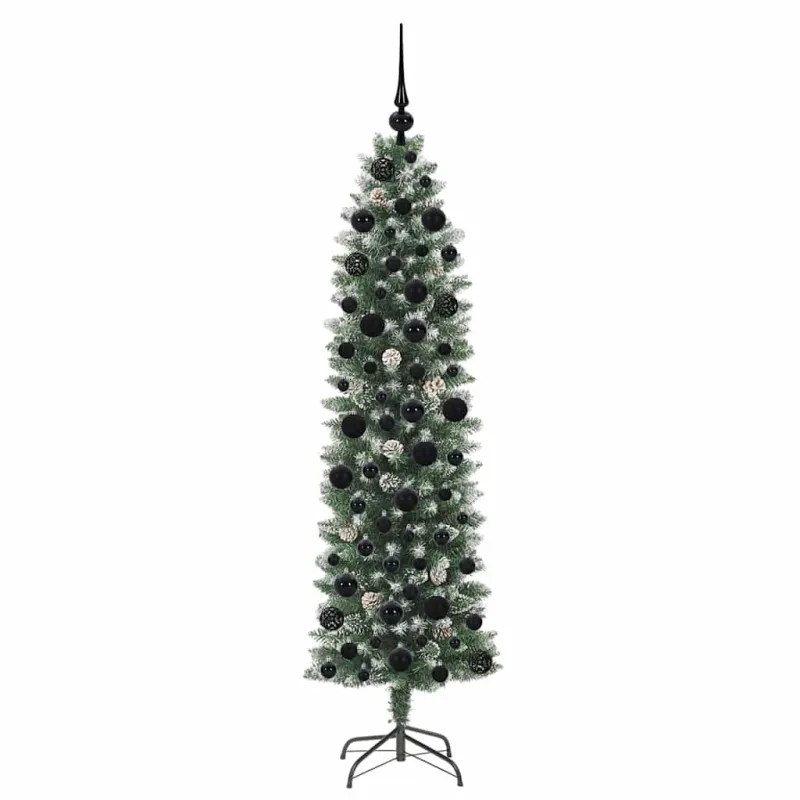 Dirbtinis lieknas Kalėdų medis su 300 LED Žalia ir balta 180 cm