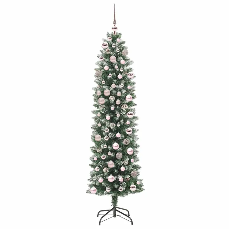 Dirbtinis lieknas Kalėdų medis su 300 LED Žalia ir balta 180 cm