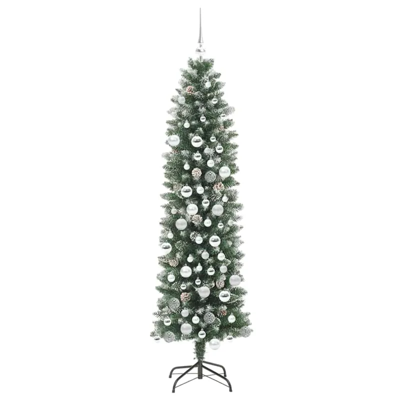 Dirbtinis lieknas Kalėdų medis su 300 LED Žalia ir balta 180 cm