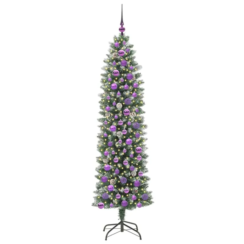 Dirbtinis lieknas Kalėdų medis su 300 LED Žalia ir balta 180 cm