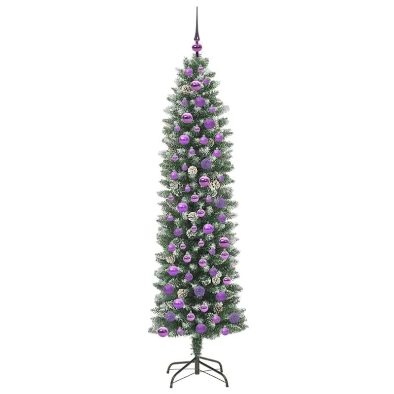Dirbtinis lieknas Kalėdų medis su 300 LED Žalia ir balta 180 cm