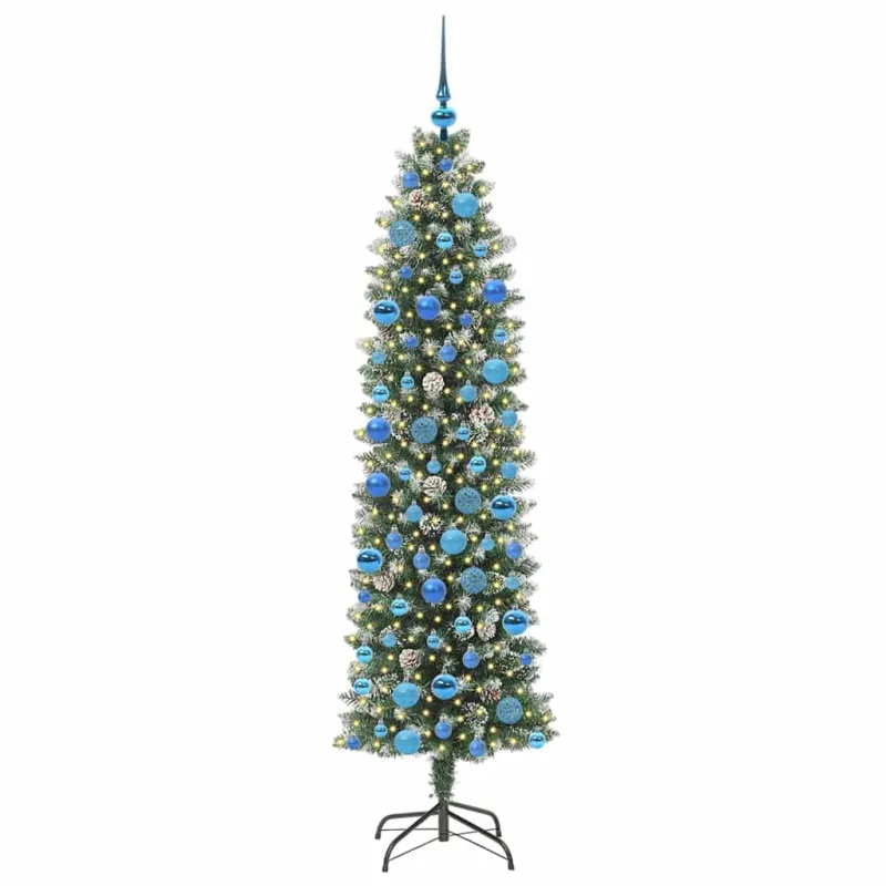 Dirbtinis lieknas Kalėdų medis su 300 LED Žalia ir balta 180 cm