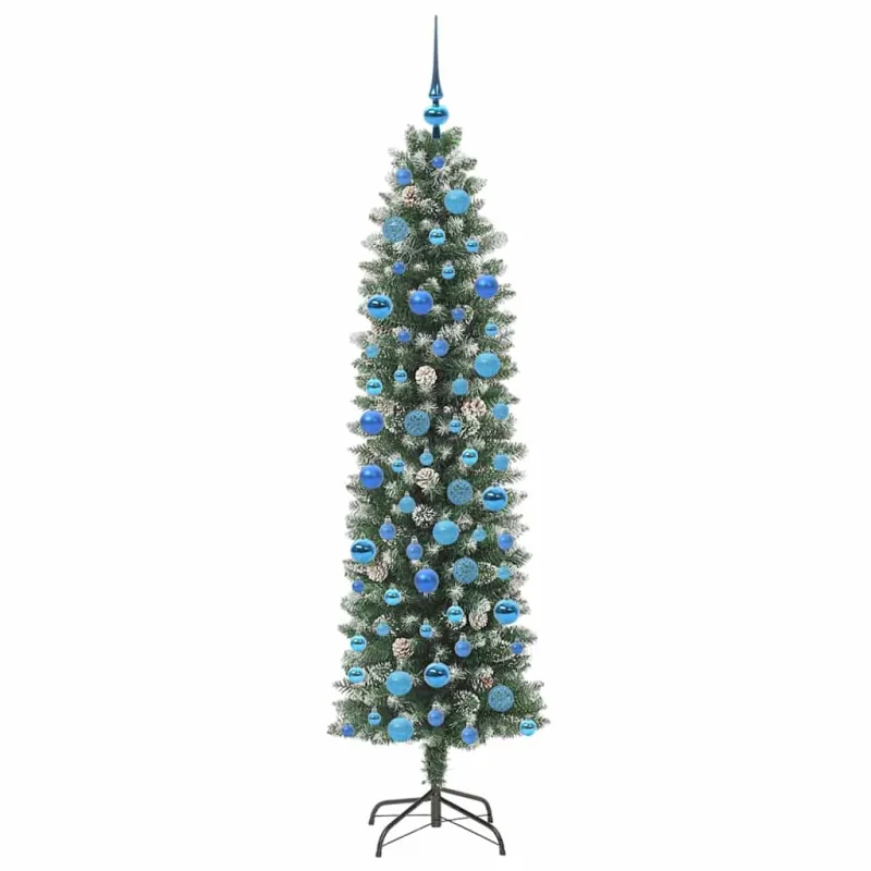 Dirbtinis lieknas Kalėdų medis su 300 LED Žalia ir balta 180 cm